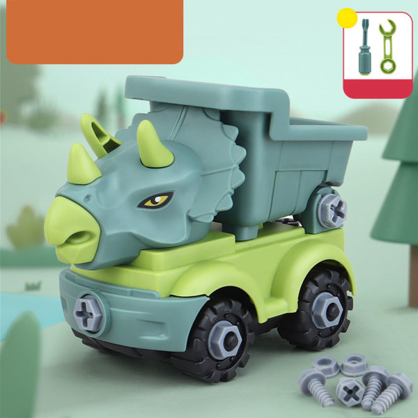 Dinosaurie-tema Barn Byggfordon Scensimulering Gör-det-själv montering Engineering Lastbilar Leksaker Transportfordon