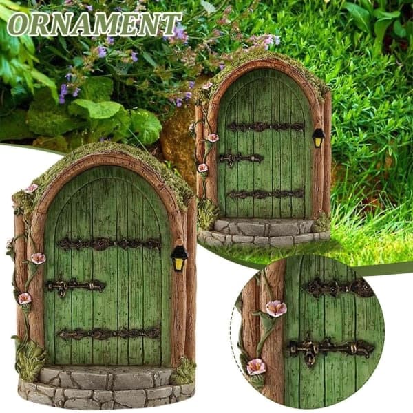 Miniatyr Pixie Alv Fe Dør Tre Hage Vindusdør Jul