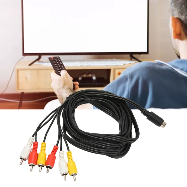 Mini DIN till 6 RCA-kabel 9-stifts klarsignal stabil ljudvideokomposittråd för digital videokamera TV AV-mottagare