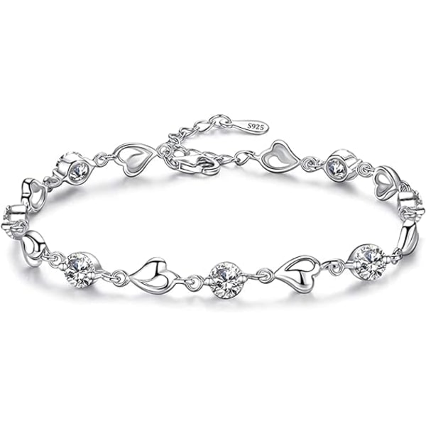Hopearannekoru naisille, 925 Sterling Hopea Sydänrannekoru