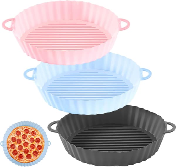 3-pack silikonunderlägg för fritös, 18 cm luftfritös bakform