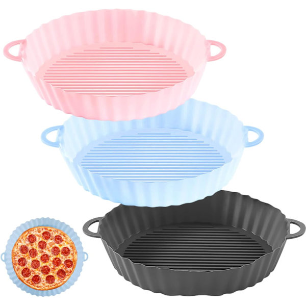 3-pak silikoneunderlag til fritøser, 18 cm luftfritøser bageform