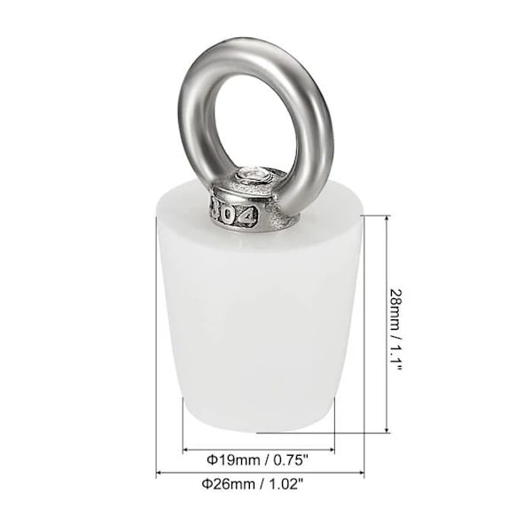 Konisk Propp Silikongummipropp 19mm till 26mm Solid Badkarspropp med Ring, Vit 2 st