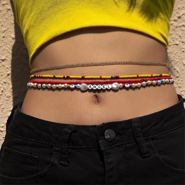 Dame midjeperler Sexy perle midjekjede Navle midjeperler E