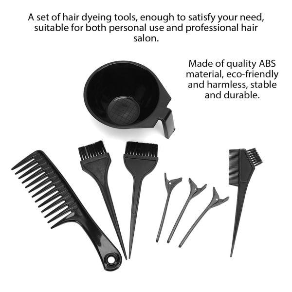 8 stk Profesjonelt hårfargingsverktøy Høydepunkter Comb Hair Clip Dyestuff Mixing Bowl Kit