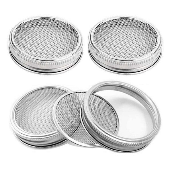 4-pak Rustfri Stål Spireglaslåg til Brede og Ekstra Brede Mason Glas til Dyrkning af Spirer.pa