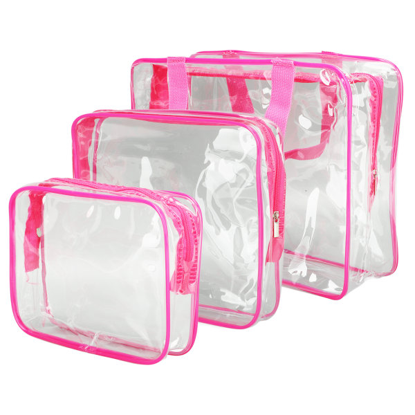 3 kpl kirkkaita matkalaukkuja Vedenpitävät kannettavat läpinäkyvät kosmeettiset meikkipussit lounaalle Fitness Uintivarasto Rose Red