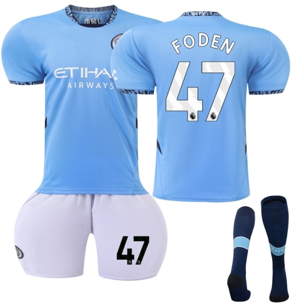 2024-2025 Manchester City Home Children's Football Kit No. 47 Foden L