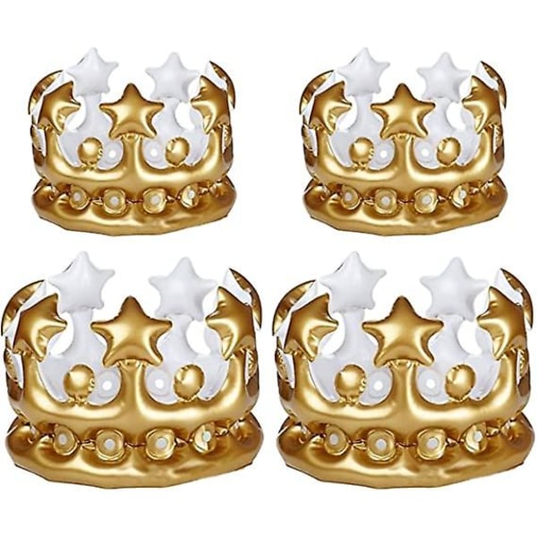 2st uppblåsbar krona för vuxna Kings Queens Crown kungliga maskeraddräkter Karnevalsfestdekorationer 23cm x 19cm