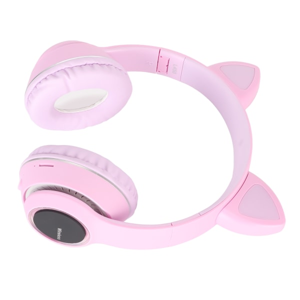 Bluetooth Cat Ear Headset HiFi Stereo Sisäänrakennettu mikrofoni Tuki Muistikorttilinja langattomissa kuulokkeissa ja LED Light Purple