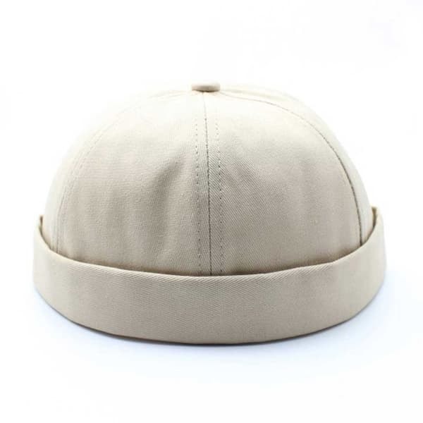 Beige Miki Hatt Keps Rullad Skärm Mössa Beanie Docker Sotarmössa—pa