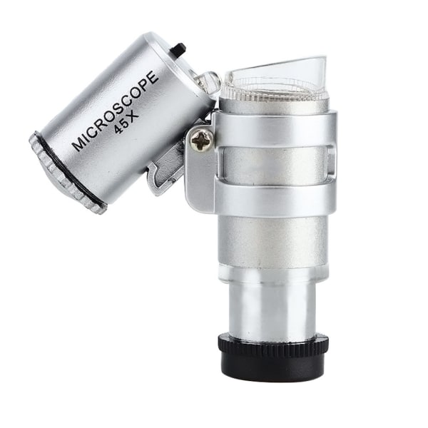 Minimikroskop Lommeforstørrelse Lup Forstørrelsesglassmykker med LED-lys (45x)