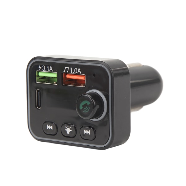Bluetooth FM-lähetin PDF4 Langaton autosovitin kahdella USB latauksella MP3-soitin Handsfree-puhelut 7 väriä taustavalaistu valo