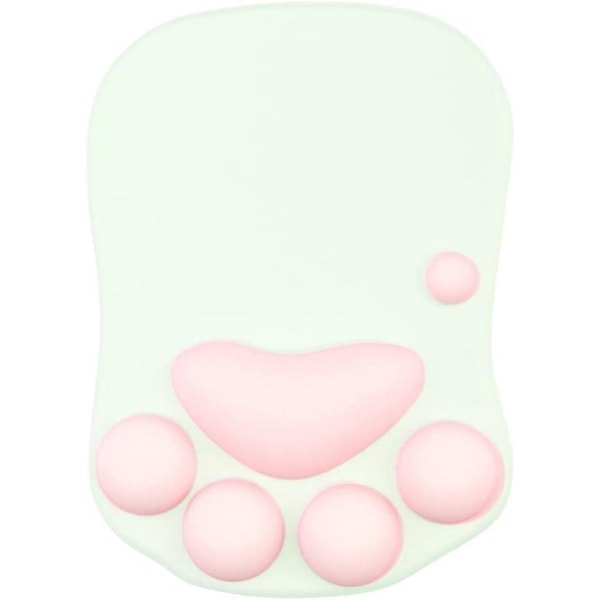 Musematte med kattepote og håndleddsstøtte, portabel ergonomisk sklisikker gamingmusematte for lindring av håndleddssmerter (27,2 x 19,6 x 2,8 cm) (Grønn)
