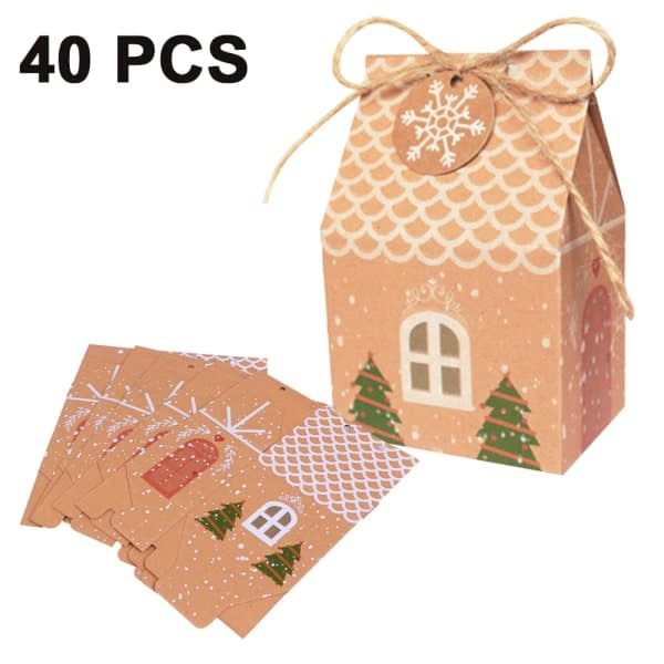 40-pack premium julklappspåsar med återvinningsbart kraftpapper—PA