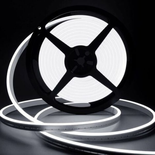 LED-strip 10M, 12V 6000K Neon Vit LED-ljusremsa, IP65 Vattentät Silikon Klippbar Flexibel Neonljus för Sovrum, Kök, Dekoration.pa