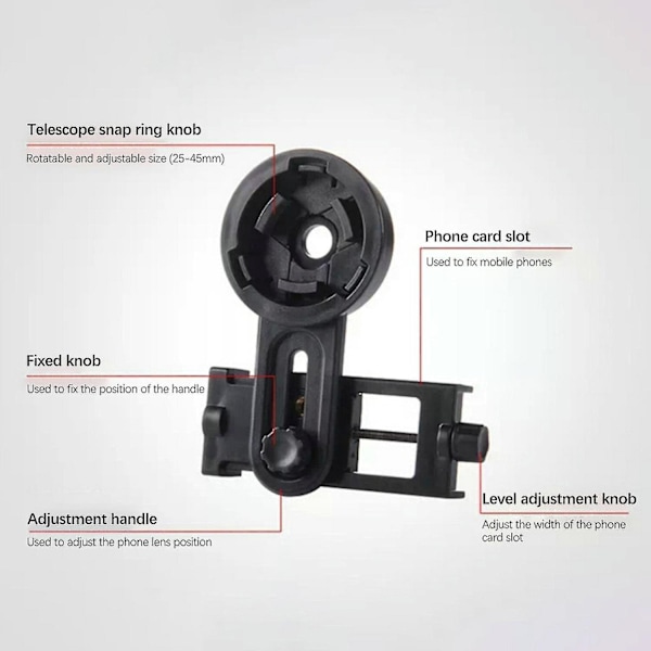 Universal Telefonadapterbeslag Monokulær Kikkert Spotting Scope Teleskop Bærbar