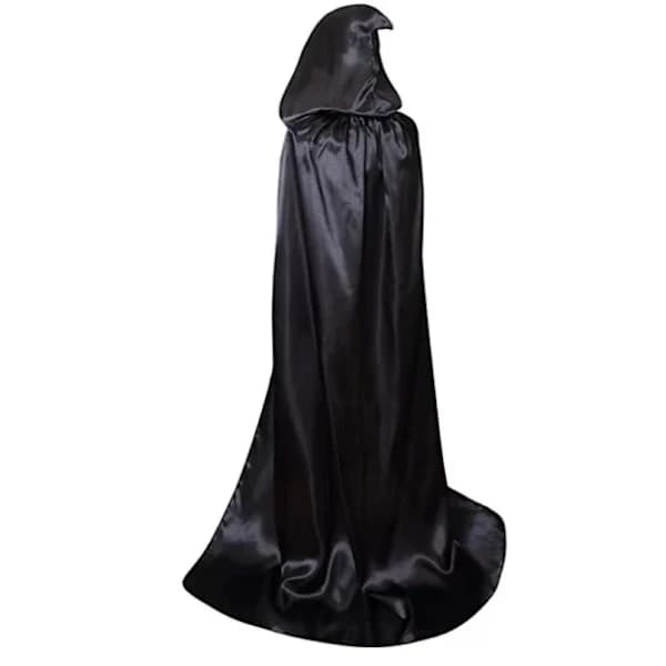 Kappe til død, vampyr, heks, festkostume til voksne og børn, sort kappe
