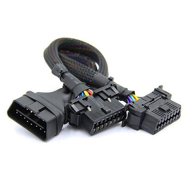 2 stk. 2-i-1 OBD2-forlængerkabel Obdii Han til 2 Hun-stik Splitter Bil Computerforbindelse Konvertering