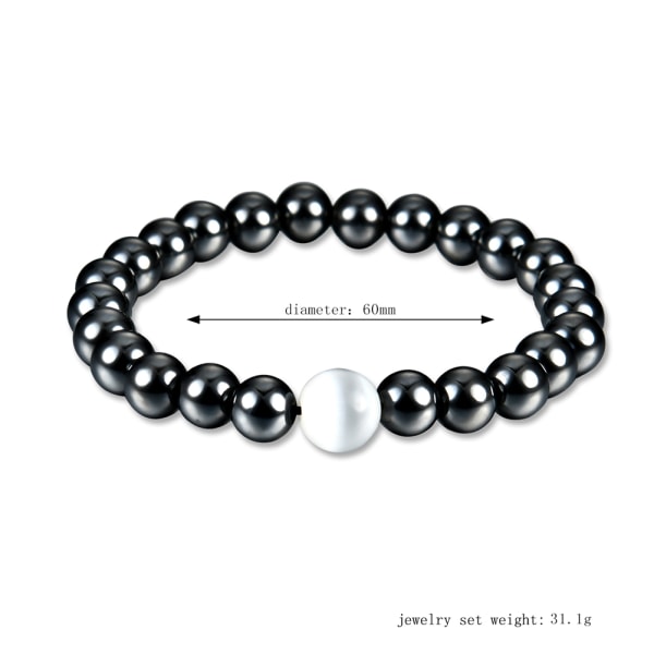 Mote enkelt armbånd svart gallestein 4 STK armbånd smykkesett for kvinner
