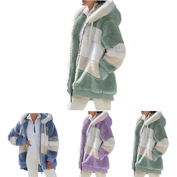 Naisten Huppari Vetoketjulla Pehmeä Pitkähihainen Huppari Plüshi Hupparit Puserot Syksy Talvi Lämpimät Takit Vihreä Green 5XL