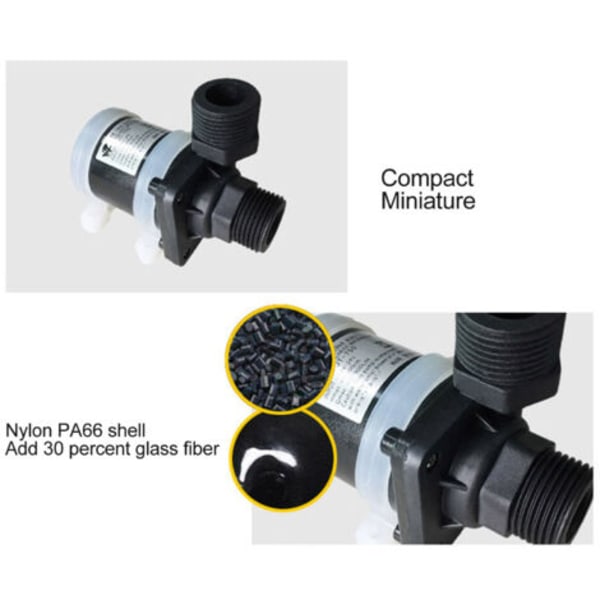 DC 8V-24V sirkulasjonspumpe for solvarmer, dusj, gulvvarme, G1/2 mannlige gjenger --.pa