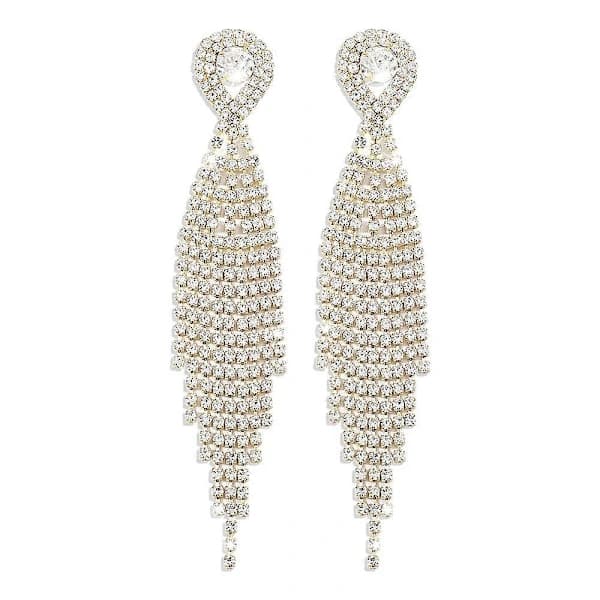 Tårnformede Krystal Lysekrone Øreringe Lange Kvaster Hængeøreringe Glitrende Rhinestone Damegaver Statement Øreringe Bryllupssmykker