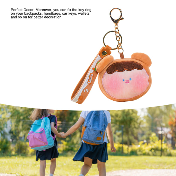 Docka Nyckelring Squeeze Toy Keychain Nyckelring Dekoration Prydnad för familjens vänner Brun