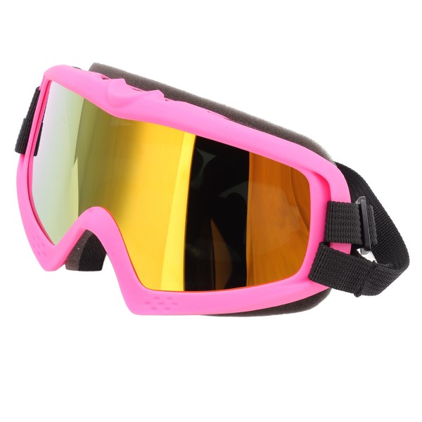 Hundsolglasögon Vindtät Dammtät UV-skydd Justerbara husdjursglasögon för skidåkning Cykling Resor Rosa ram Röd lins