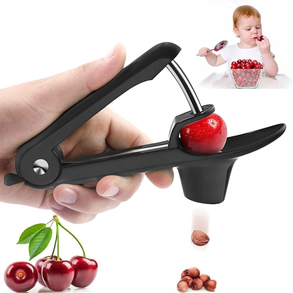 Cherry Seed Remover Olives Pitter Tool, med pladsbesparende lås