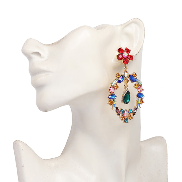 Dame Dame Lange Geometriske Rhinestones Dingler Øredobber Elegant Flower Ear Stud (farger)