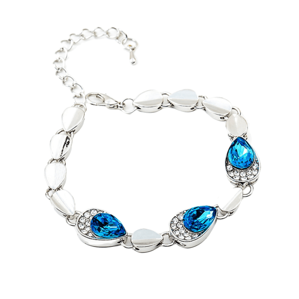 Mode enkla smycken legering strass dekoration kvinnligt armband för bröllopspresent (mörkblå)