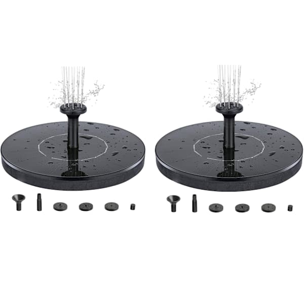 Soldrevet vandfontæne 13 cm Sort