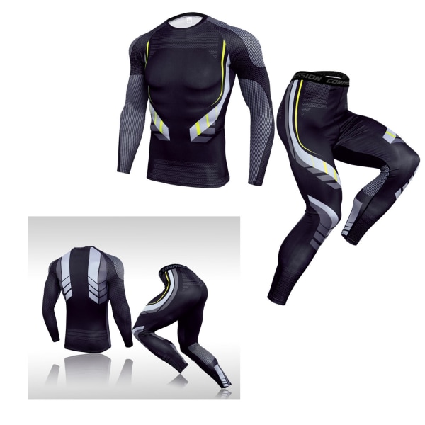 Tight fitness för män snabbtorkande 2-delad träningsdräkt som andas med gelpadd för träningsträning TK174 kostym XL