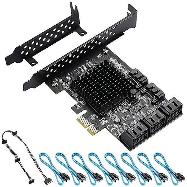 PCIE SATA-kort 8 Portar, 6Gbps SATA 3.0 PCIe-kort, PCIe Till SATA-kontroller Expansionskort, Stödjer 8 S.pa
