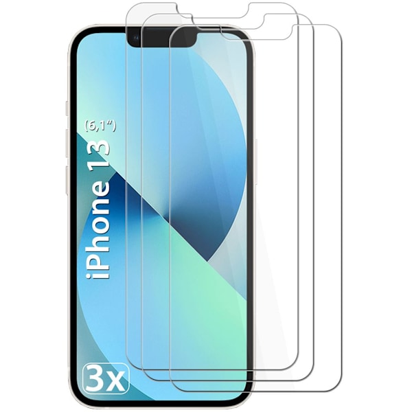 3-pack skärmskydd för iPhone 13 / iPhone 13 Pro, härdat glas 6,1 tum, helskärmsdisplay skydd med positionering