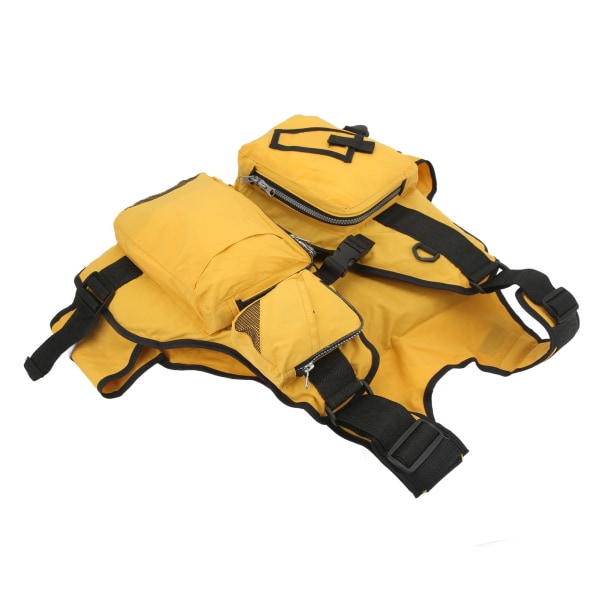 Mesh flugfiskeväst gul fri storlek utomhus fiskeväst Ryggsäck med flera fickor för män kvinnor