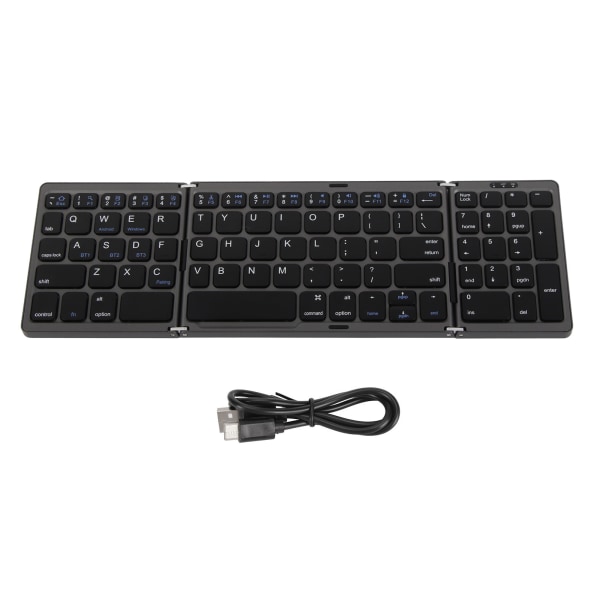 Bluetooth-tastatur Triple Fold Multiple Device Connection Trådløst tastatur til bærbar tablet-telefon Grå og sort
