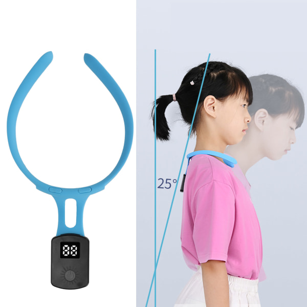 Smart Posture Corrector Vinkeldeteksjon Vibrasjonspåminnelse Silikon Plast Intelligent Posture Trainer for voksne barn Blå