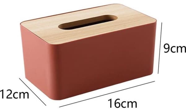 Bambu Näsdukslåda Hållare, Rektangulär Trätopp Ansiktsservett Dispenser Lock för Vardagsrum, Kontor, Sovrum, Bil, Rosa