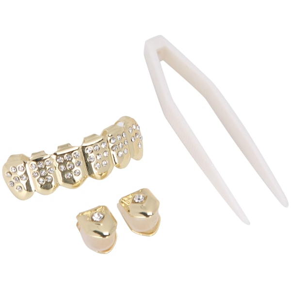 Plätering tänder Brace Set Fashionabla metall guld tänder dekoration smycken för Halloween PartyGold