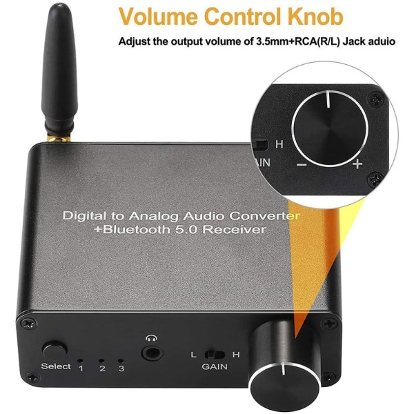 Digital till analog omvandlare DAC-adapter Optisk/koaxial ljud