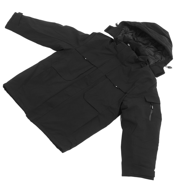 Oppvarmet jakke for menn kvinner Vanntett vindtett oppvarmet jakke med hette vinter utendørs oppvarming frakk L