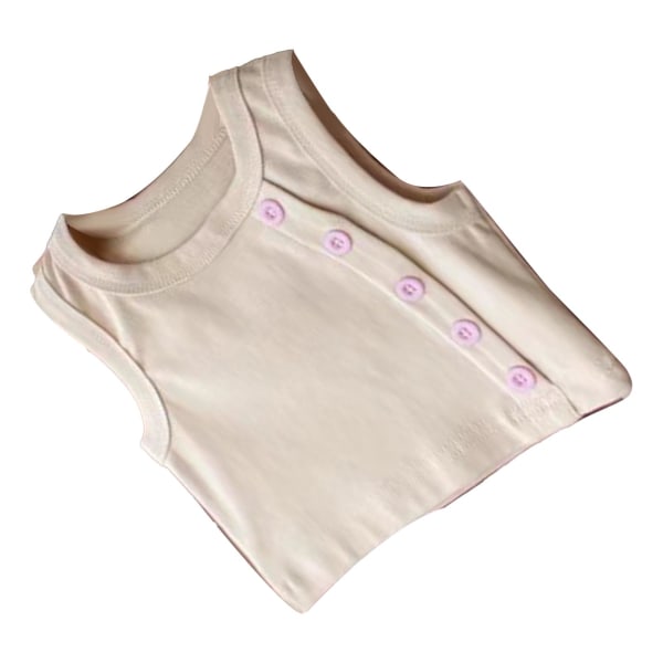 Kid Girl Crewneck Tank Top Sommer Uformell Fasjonabel Button Ermeløs skjorte Bluse til fest Rosa 90