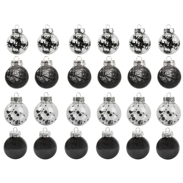 24-pack Julkulor - Svart & Vit - 6 cm—pa
