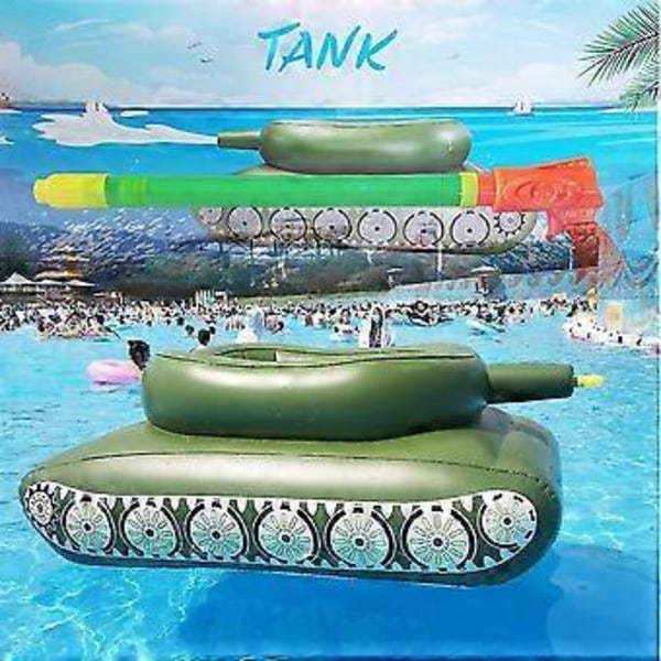 Uppblåsbar Tank Pool Float Sprinkler Leksak Badring Med Sprutpistol För Barn
