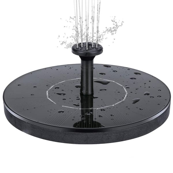 Soldriven vattenfontän 16 cm Svart