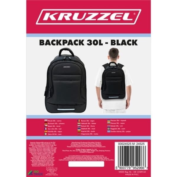 Rygsæk 30L - sort Kruzzel 24525
