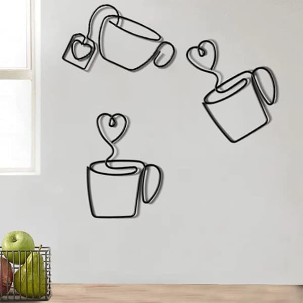 2 stk Kaffekopp jern veggdekorasjon Iron House Wall A