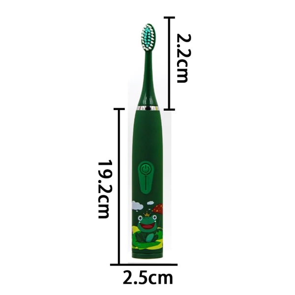 Elektrisk tandborste för barn med 6 borsthuvuden, IPX7 vattentät, inbyggd smart timer, barntandborste lämplig för åldrarna 3+ Green